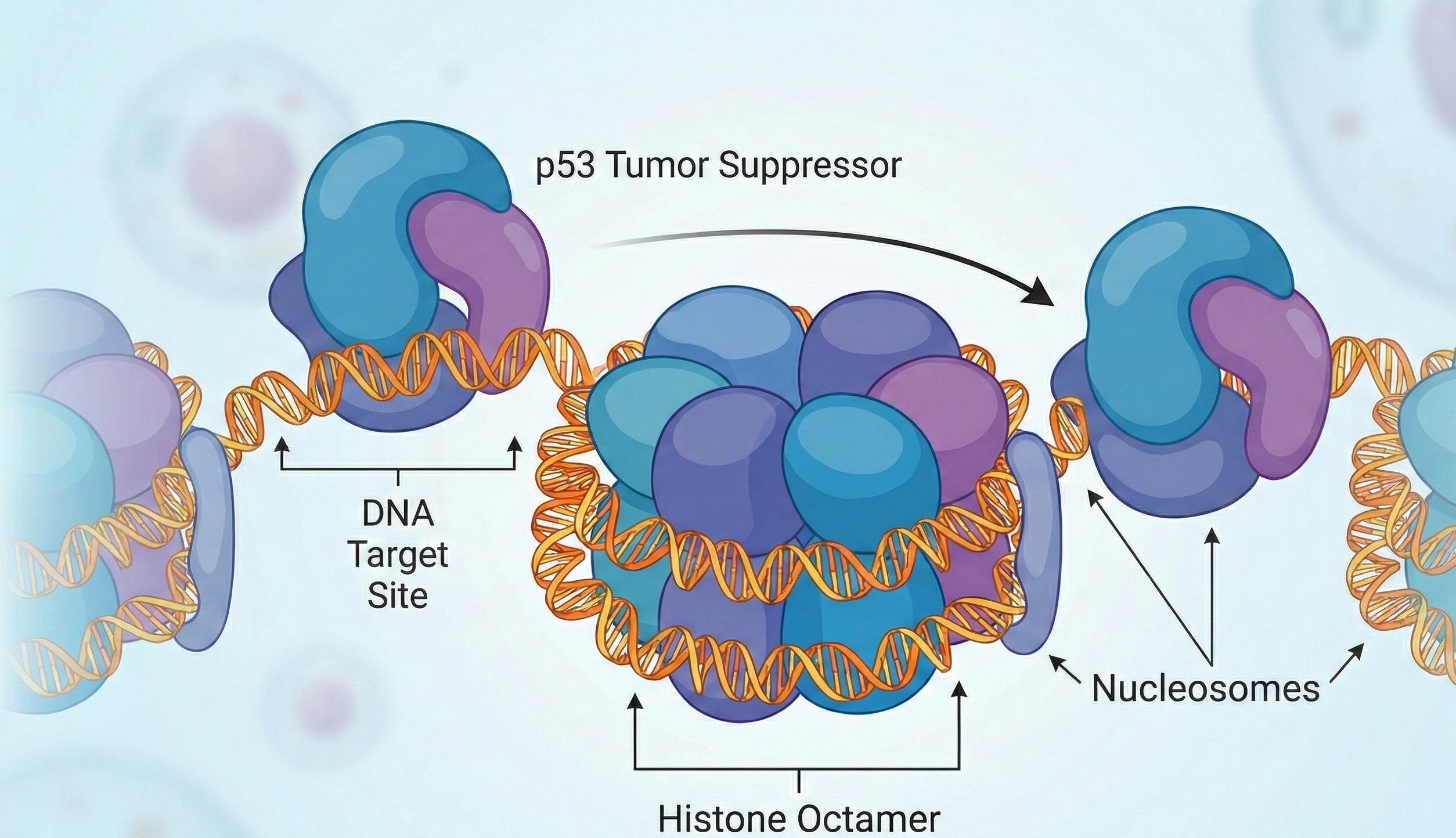 p53 nucleosome binding sites scheme